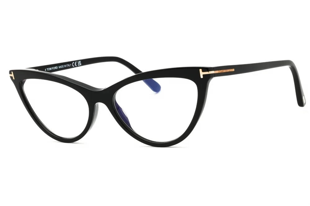 NWT Tom Ford FT5896-B-001 Black Cat-Eye 56mm Glasses